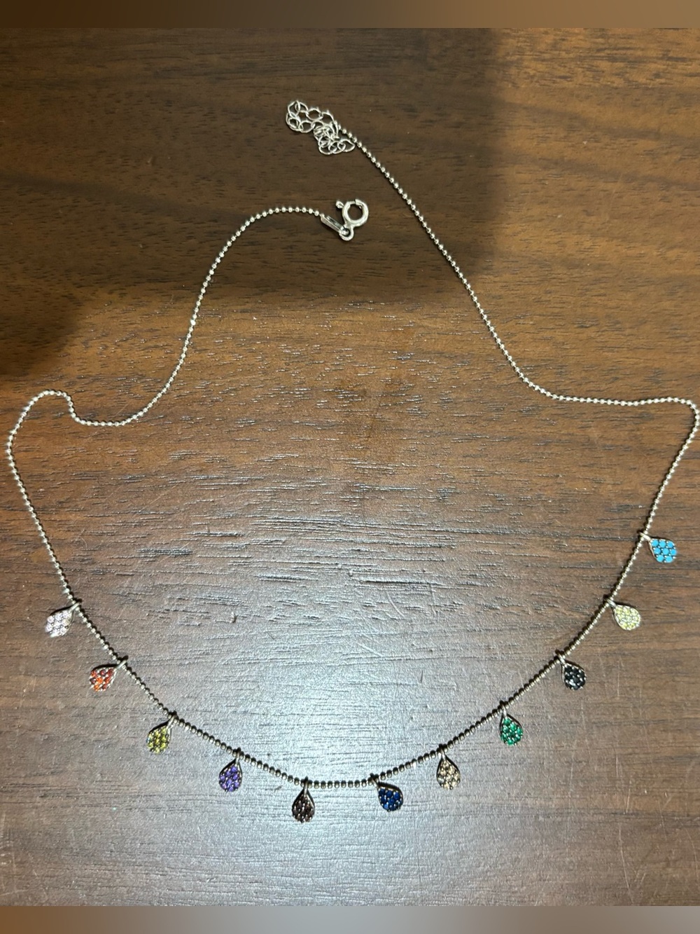 Multicolor Teardrop Pendant Silver Necklace - Women Jewelry